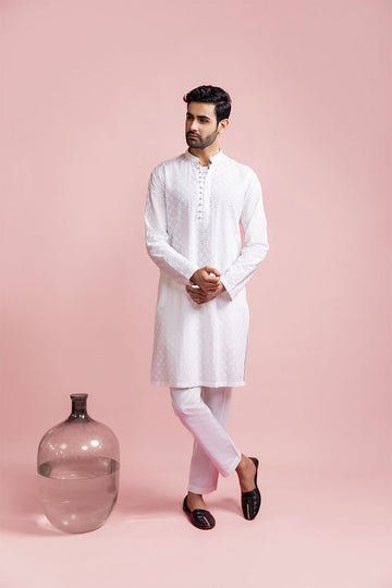 PEARL WHITE CHIKANKARI KURTA